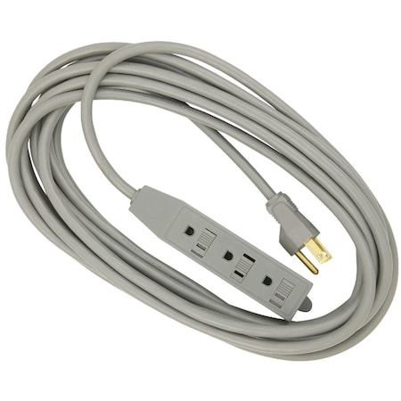 All-Source Extension Cord, 16 AWG, Indoor, 16/3, 3 Outlets, Gray, 20 ft IP-JTW163-009-GY
